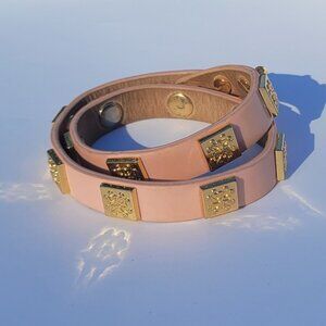 Pink Rustic Cuff Double Wrap Bracelet or Choker necklace